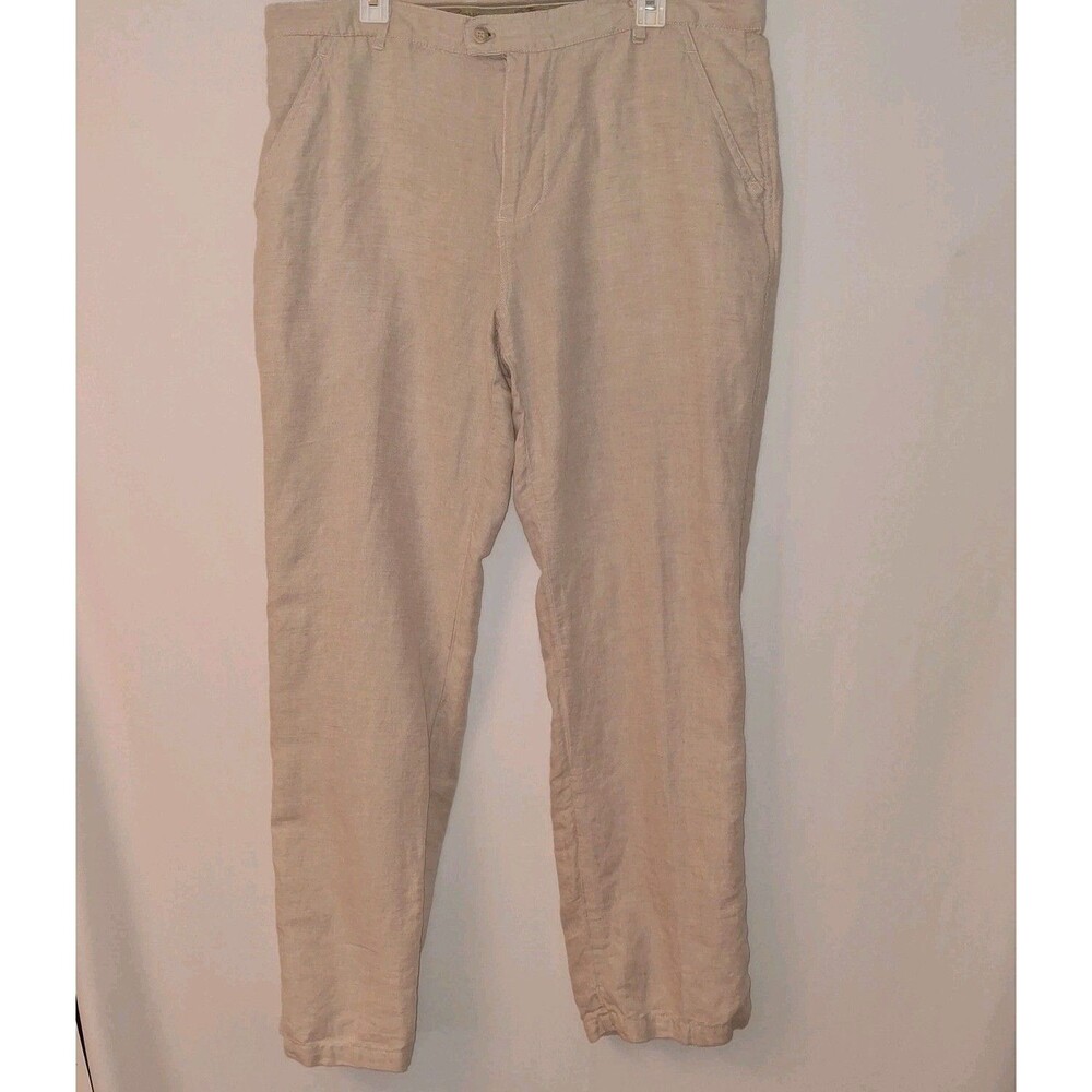 Bohio Linen Blend Tan Pants Chinos Mens 38x32 Casual Beach Summer Officewear